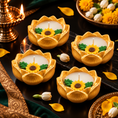Load image into Gallery viewer, Golden Sunflower Lotus Urli Candle
