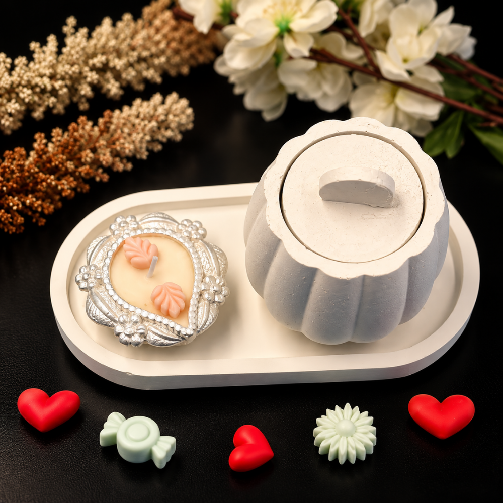 Ivory Blossom Candle Set