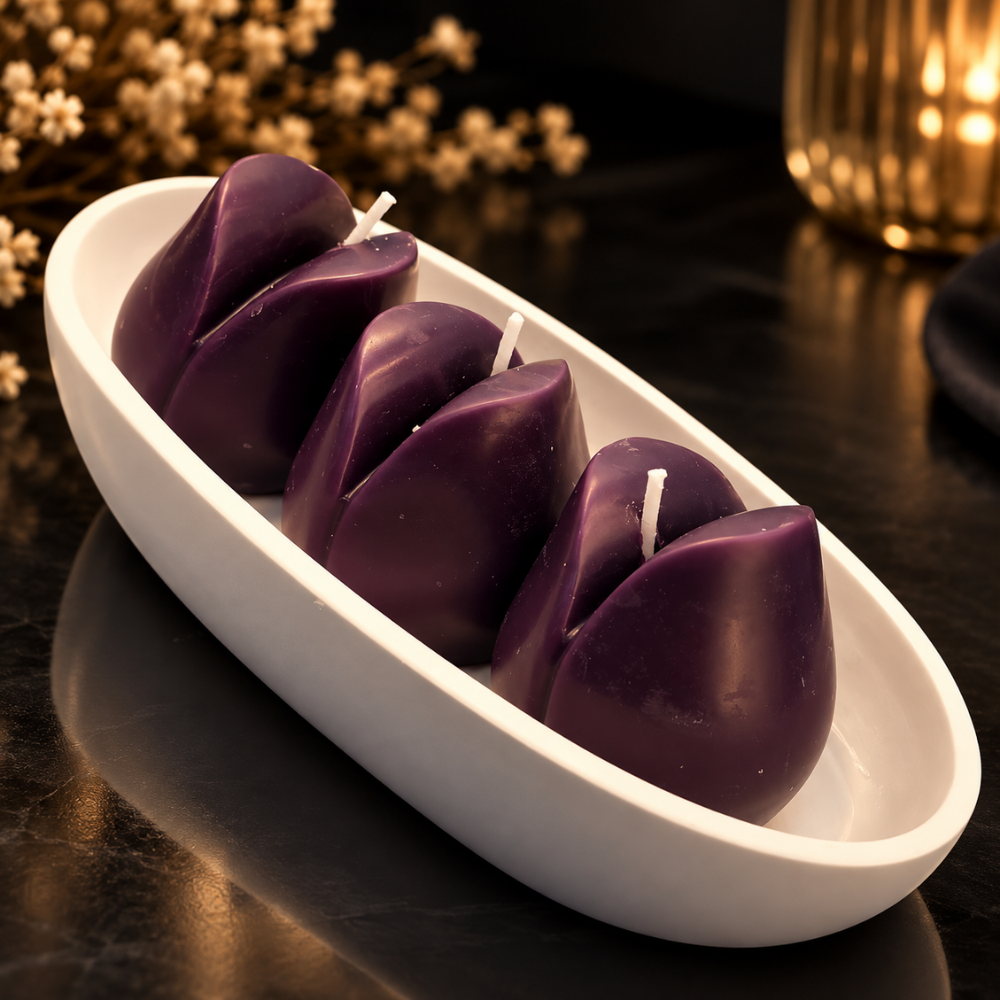 Royal Plum Tulip Candle Set