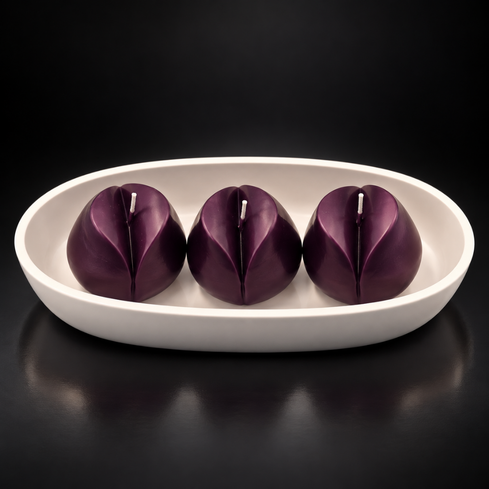 Royal Plum Tulip Candle Set