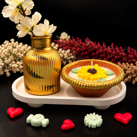 Golden Sunflower Urli Candle