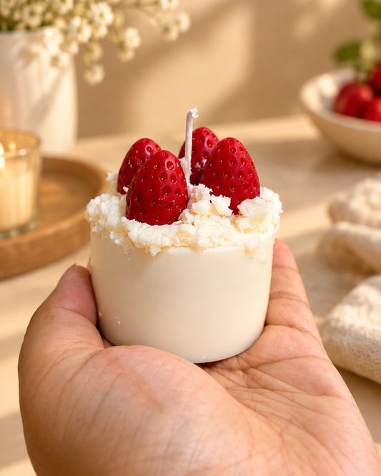 Strawberry Cream Cake Candle
