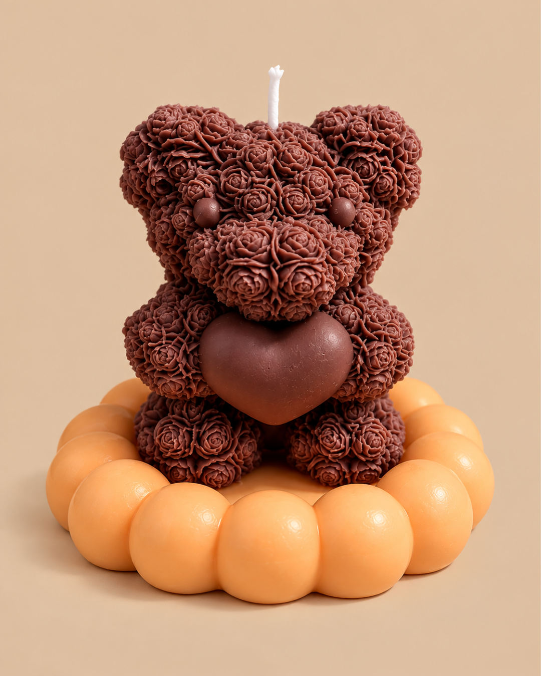 Chocolate Rose Bear Candle