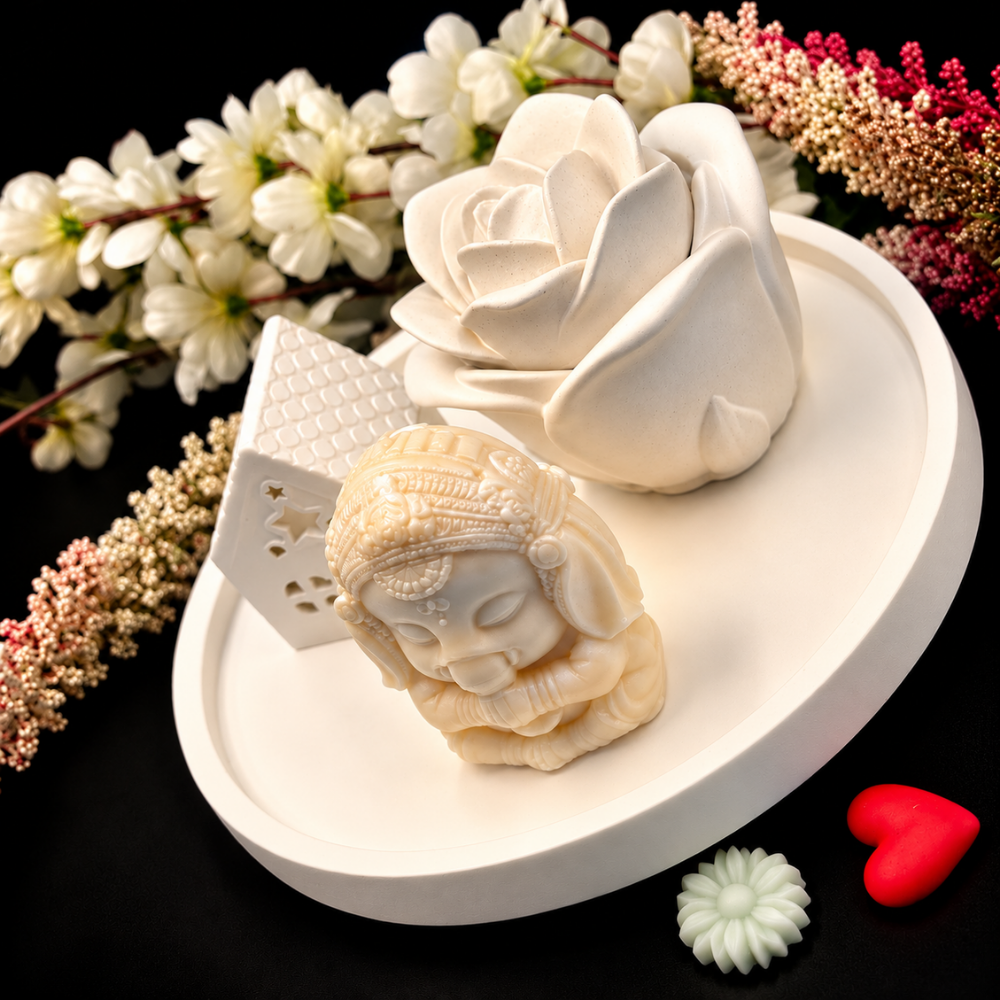 Divine Ganesha Lotus Candle Set