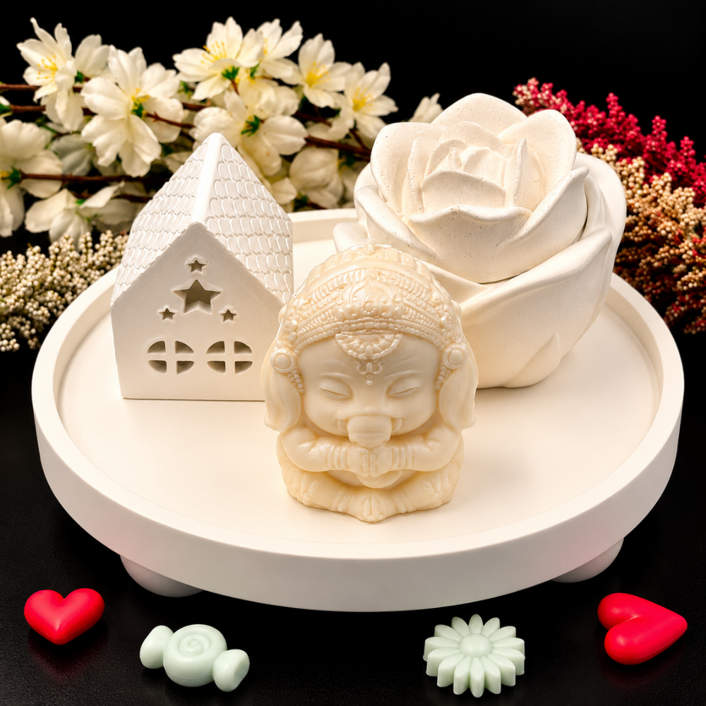 Divine Ganesha Lotus Candle Set