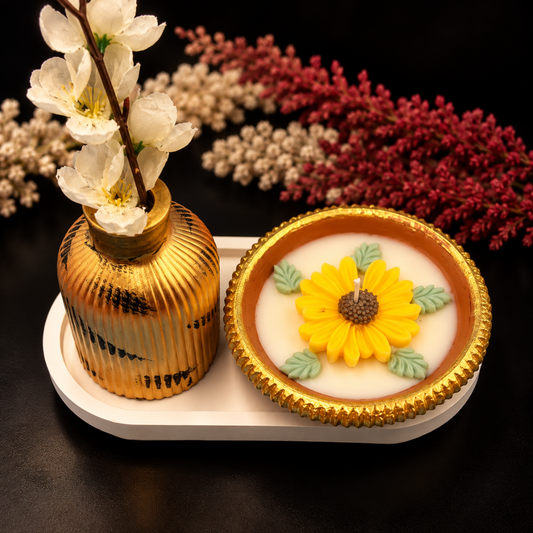 Golden Sunflower Urli Candle