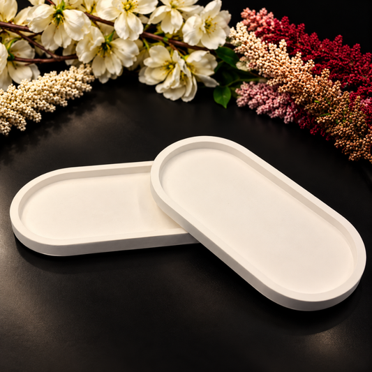 Ivory Minimalist Oval Tray Set