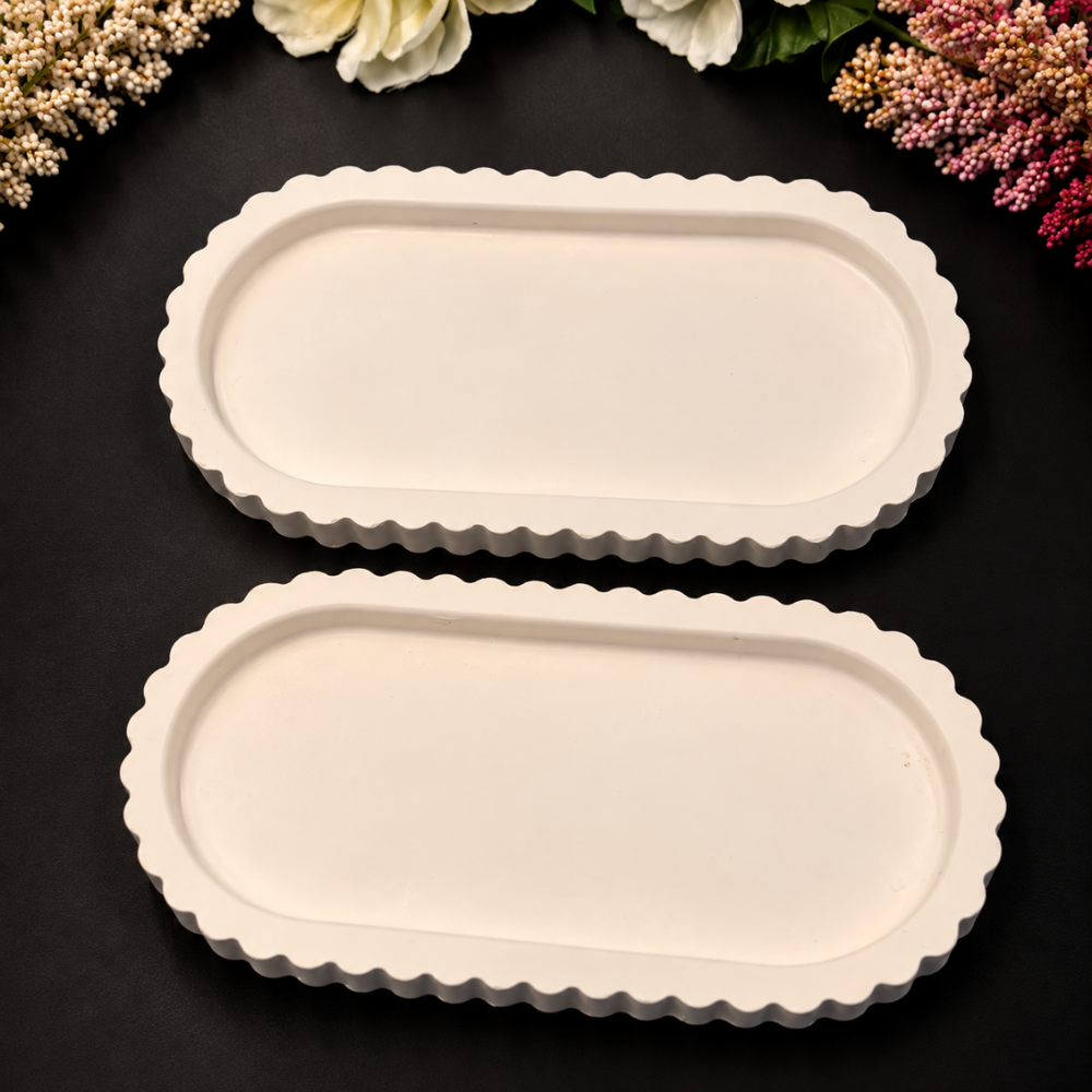 Ivory Scalloped Elegance Tray Set