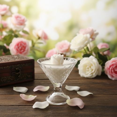 Jar Candle With Rose On Top