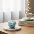 Load image into Gallery viewer, Small Blue Rose Candle
