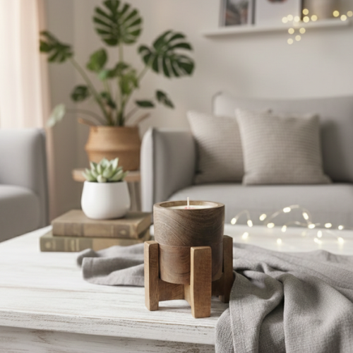Wood jar candle