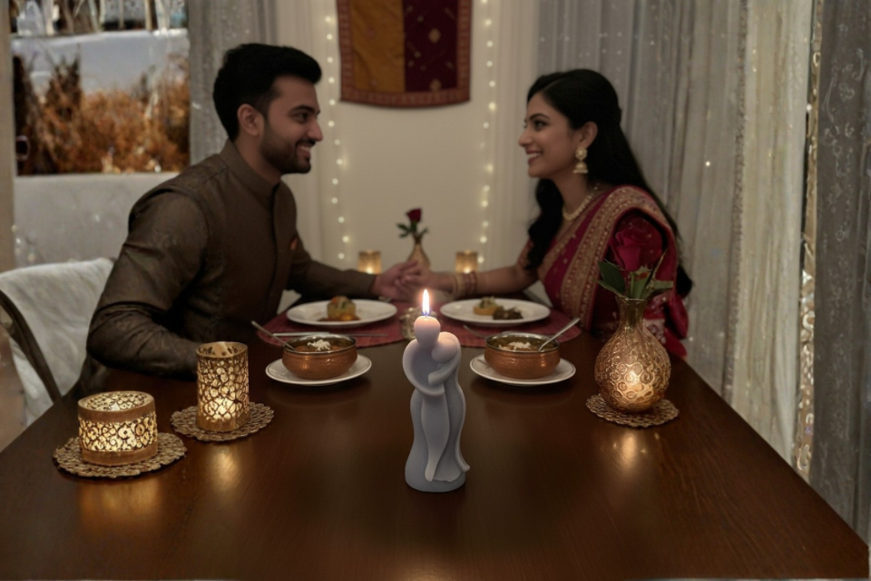 Couple hug candle